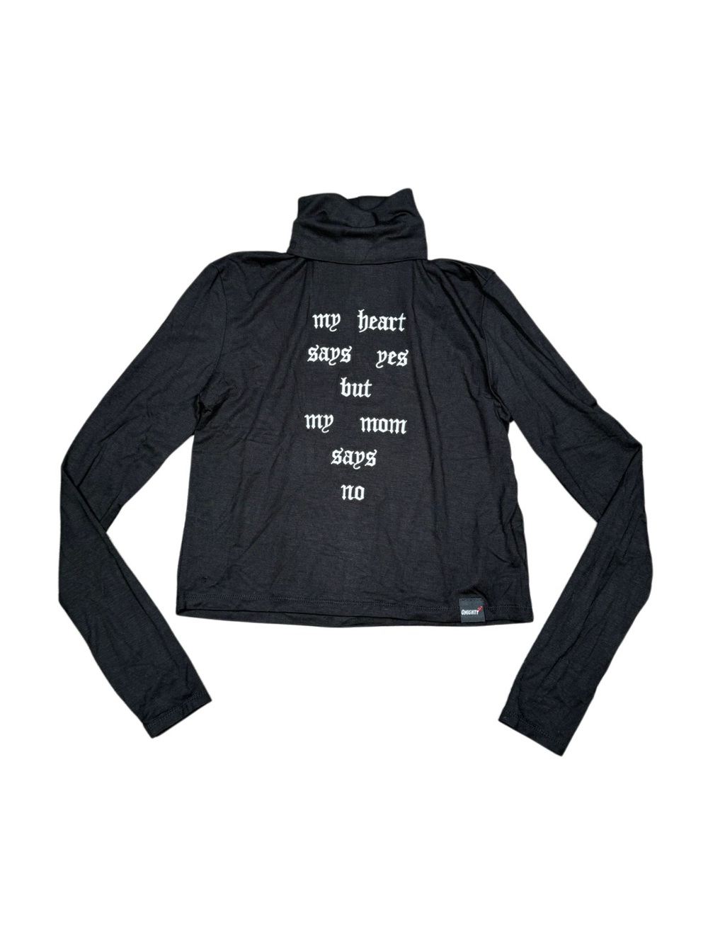 Omighty Black Long Sleeve Graphic Print Turtleneck